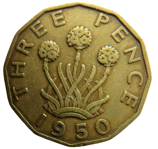 1950 King George VI Threepence Coin Collectable Date - Great Britain