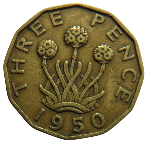1950 King George VI Threepence Coin Collectable Date - Great Britain