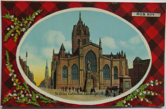 Vintage Postcard of St. Giles Cathedral, Ediburgh, Rob Roy Tartan