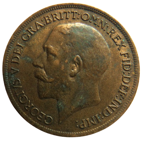 1917 King George V One Penny Coin - Great Britain
