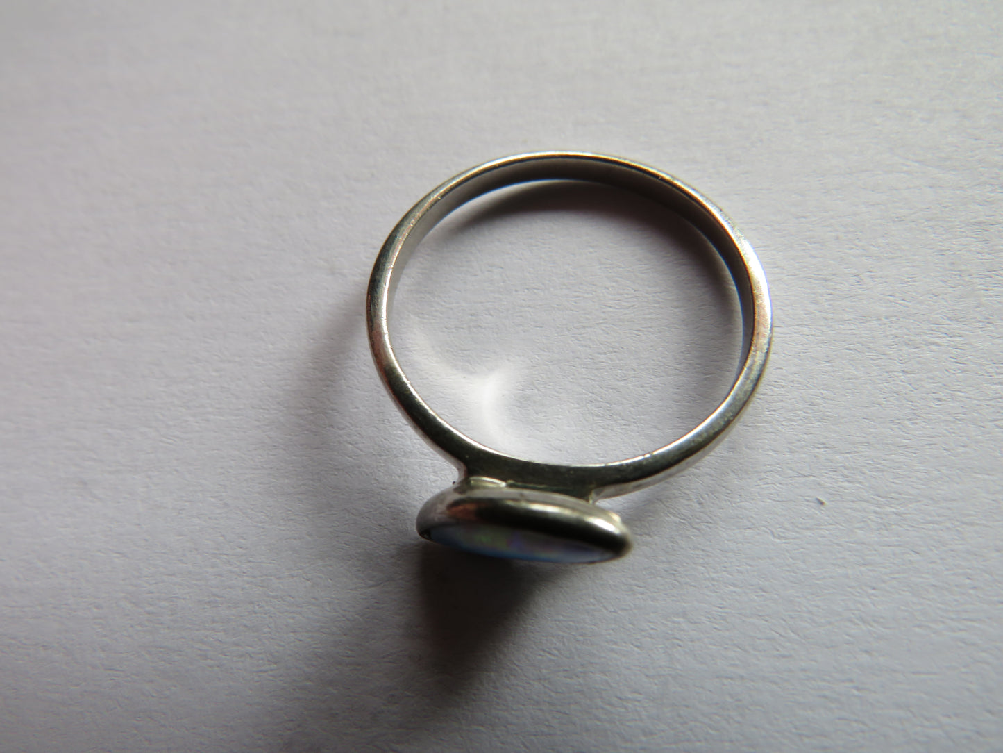 Ladies Sterling Silver & Opal Ring - UK Size R