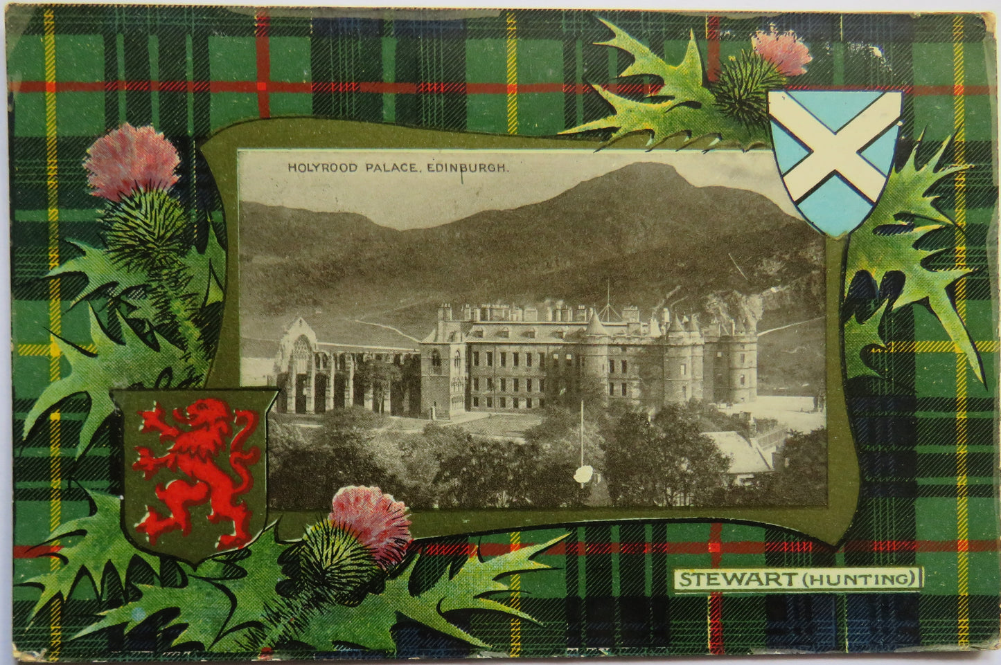 Vintage Postcard of Holyrood Palace, Edinburgh, Stewart (Hunting) Tartan