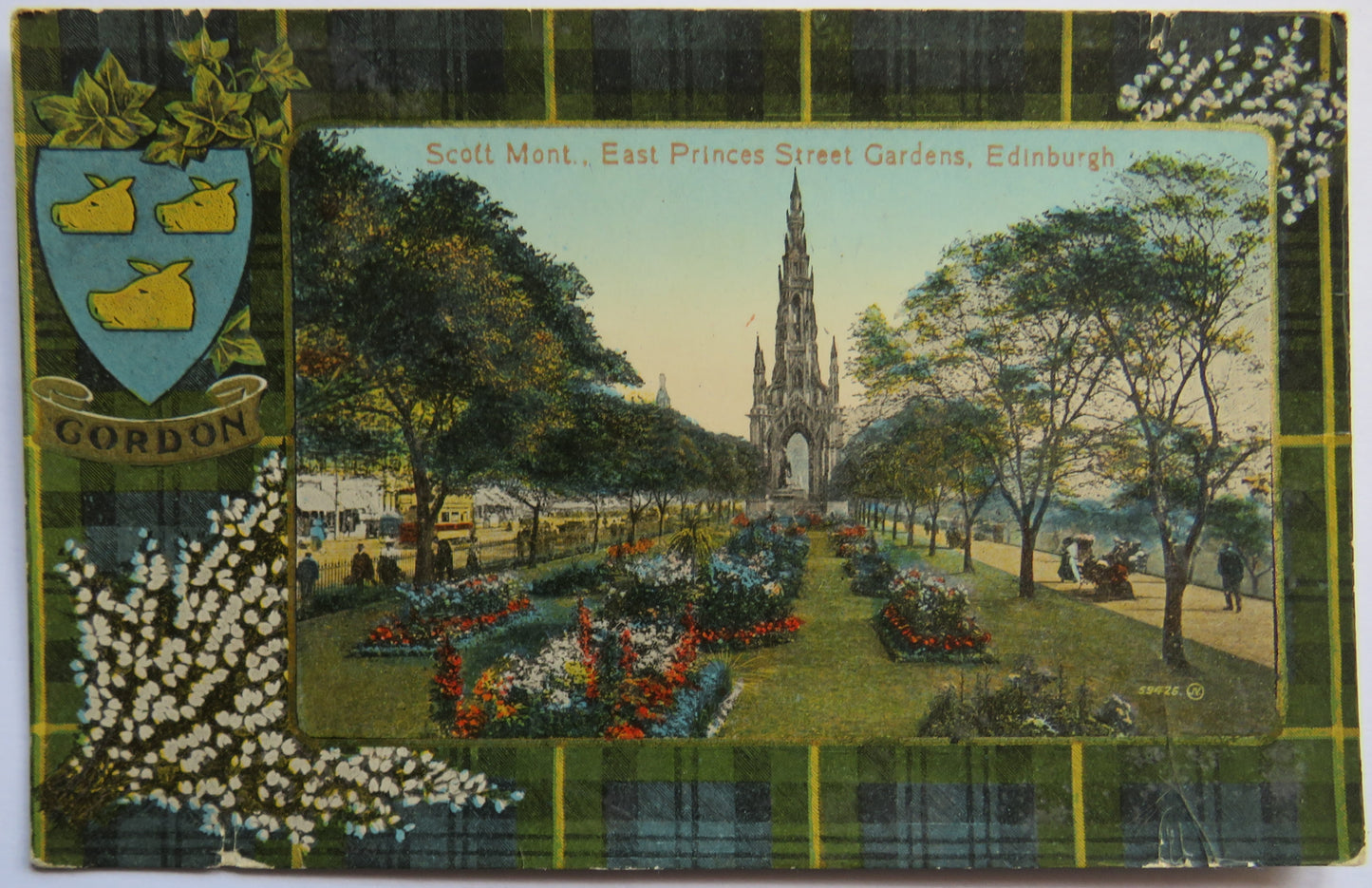 Vintage Postcard of Scott Mount, East Princes Street Gardens, Edinburgh, Gordon Tartan
