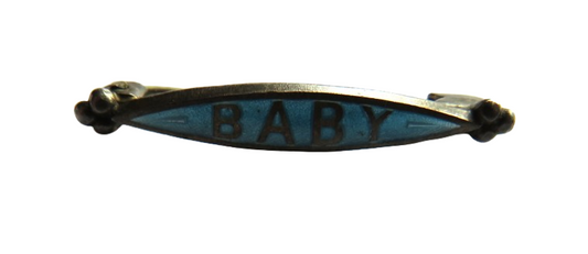 Antique Sterling Silver & Enamel Baby Brooch Hallmarked Birmingham 1917
