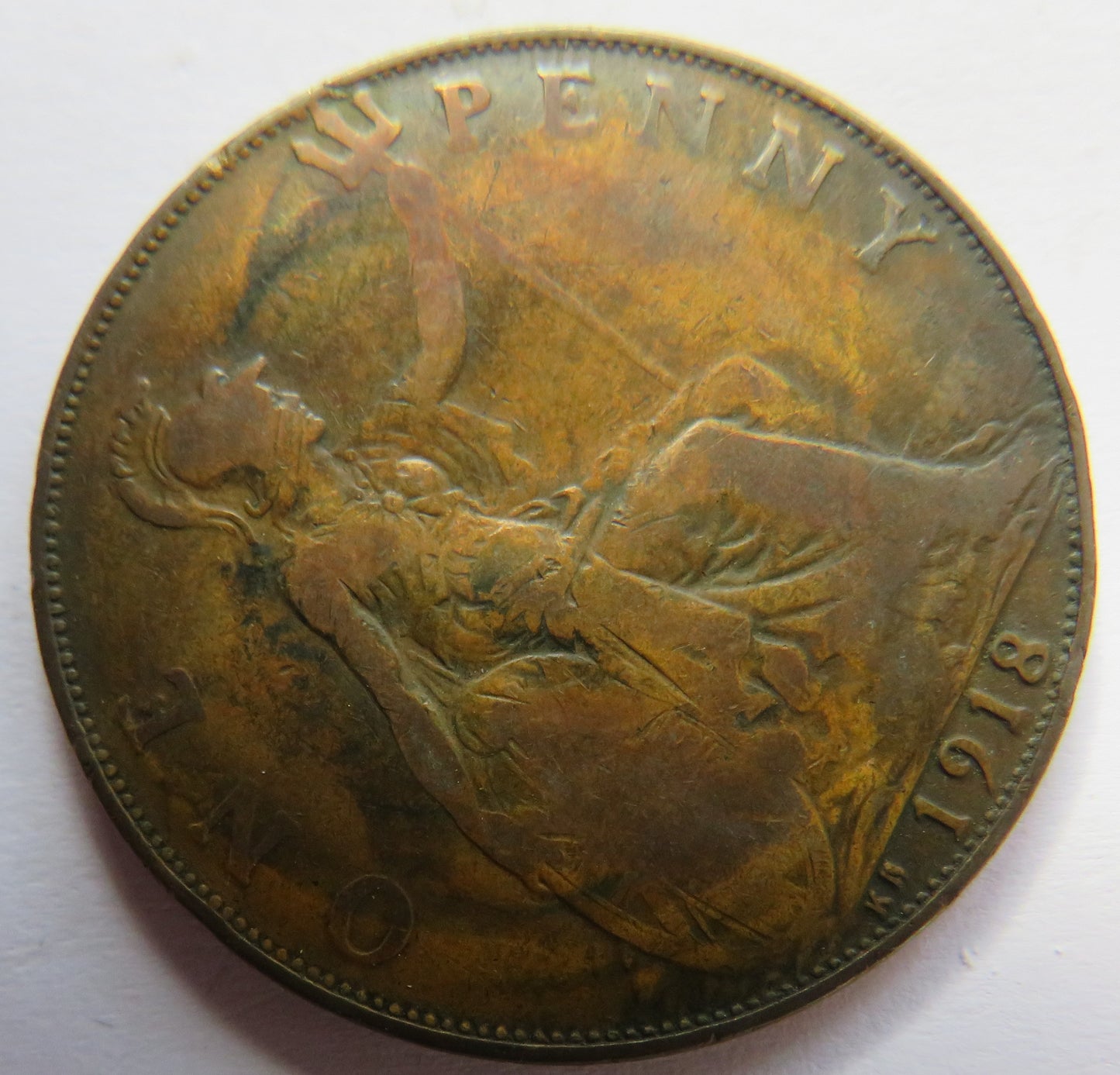 1918-KN King George V One Penny Coin - Great Britain