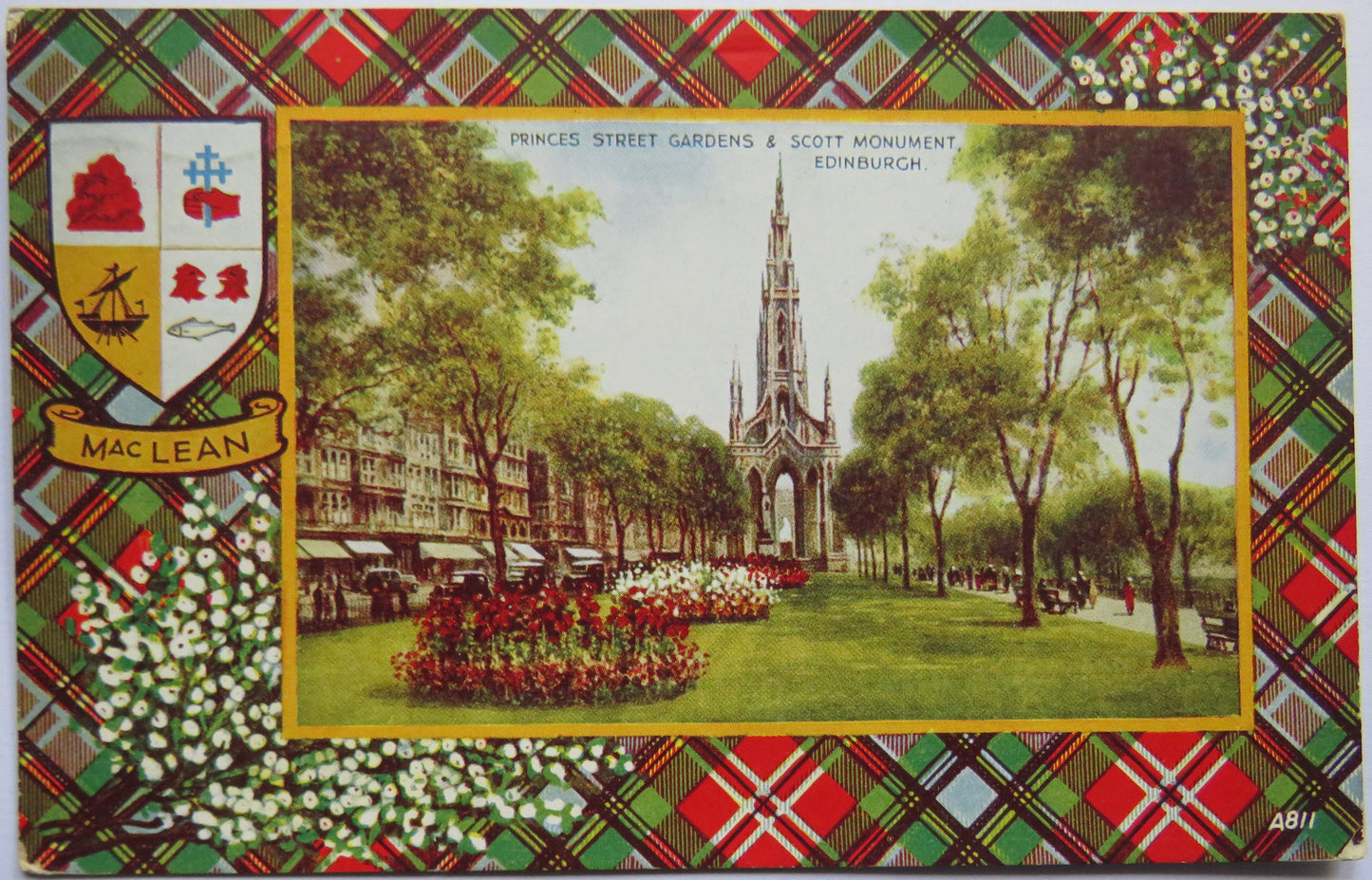 Vintage Postcard of Princes Street Gardens & Scott Monument, Edinburgh