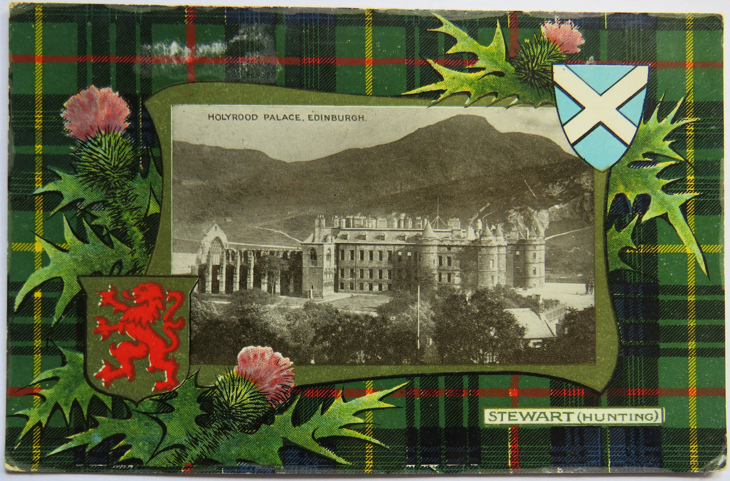 Vintage Postcard of Holyrood Palace, Edinburgh, Stewart (Hunting) Tartan
