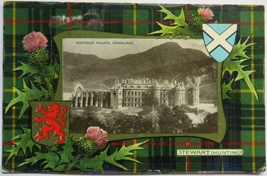 Vintage Postcard of Holyrood Palace, Edinburgh, Stewart (Hunting) Tartan