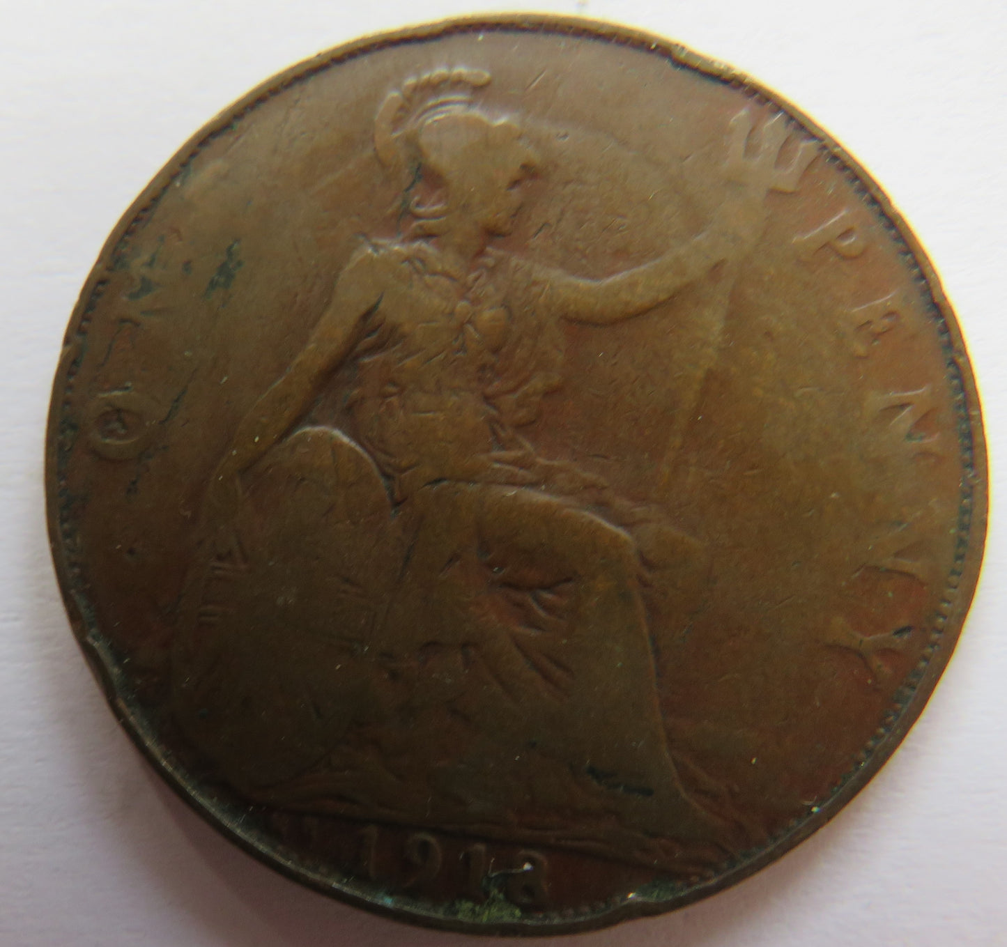 1918-KN King George V One Penny Coin - Great Britain