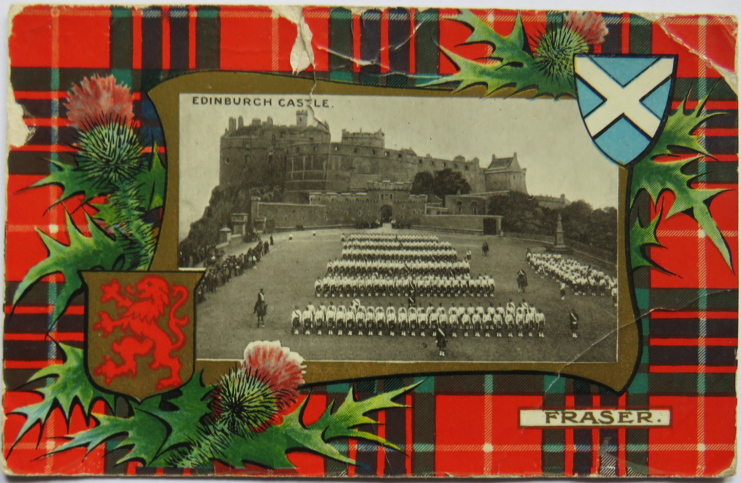 Vintage Postcard of Edinburgh Castle, Fraser Tartan