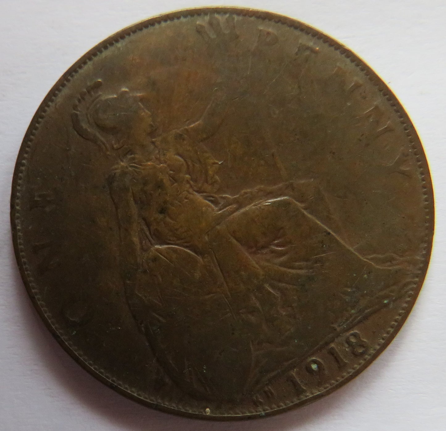 1918-KN King George V One Penny Coin - Great Britain