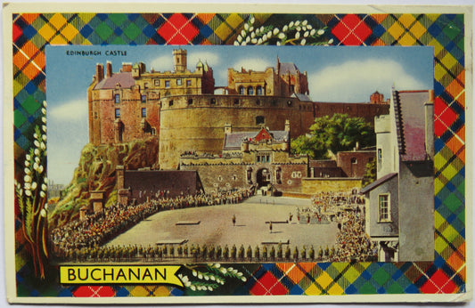 Vintage Postcard of Edinburgh Castle, Buchanan Tartan
