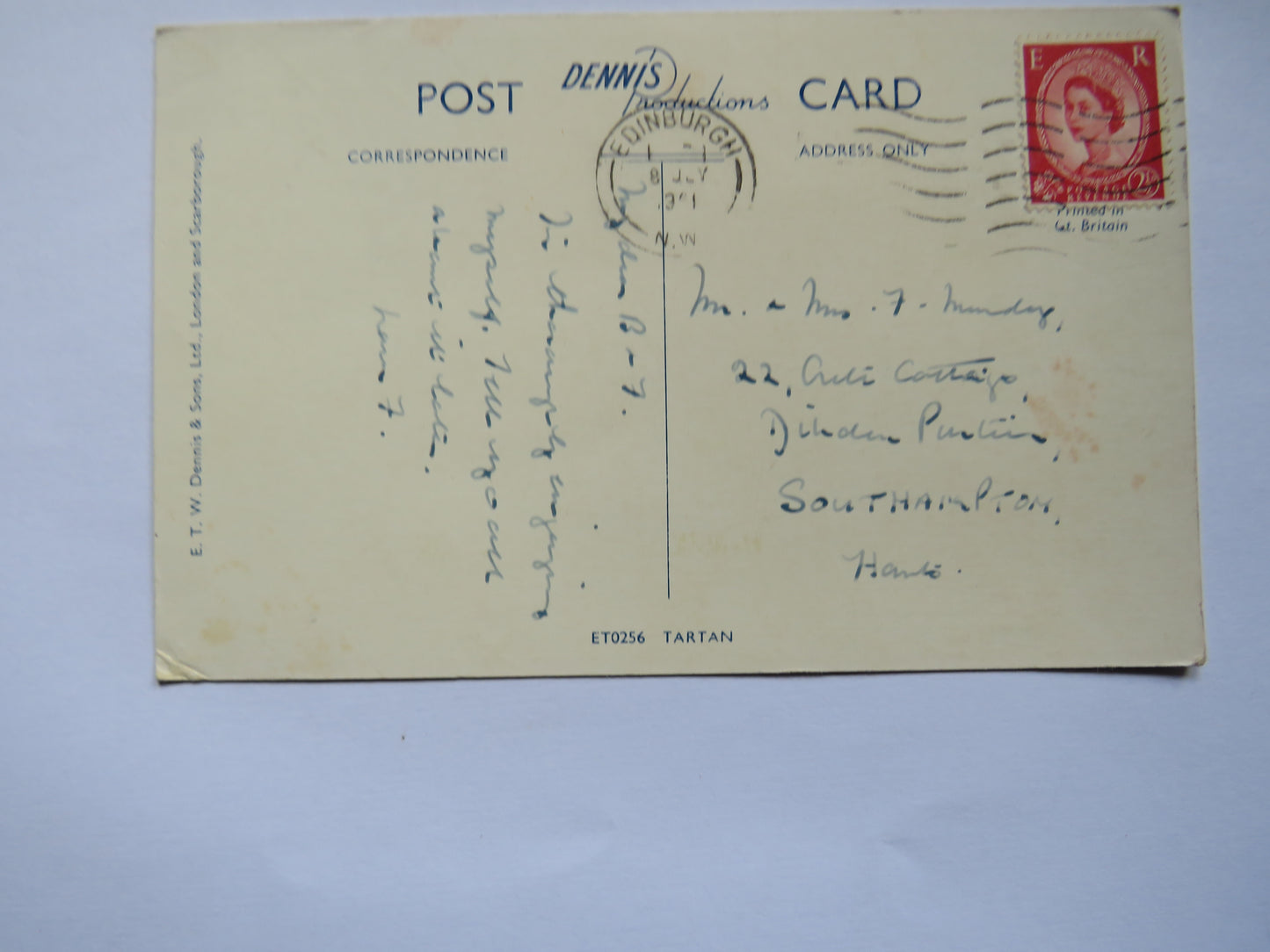 Vintage Postcard of Edinburgh Castle, Buchanan Tartan