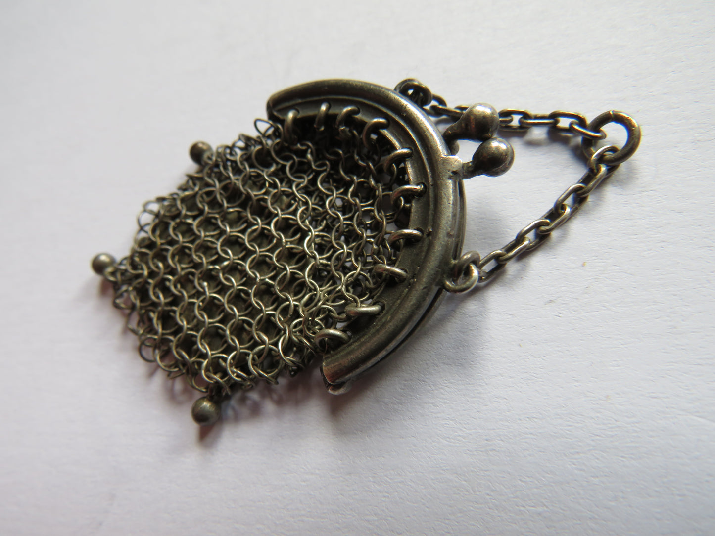 Small Continental Antique .800 Silver Chainmail Coin Purse