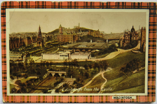 Vintage Postcard of Edinburgh from the Castle, MacIntosh Tartan