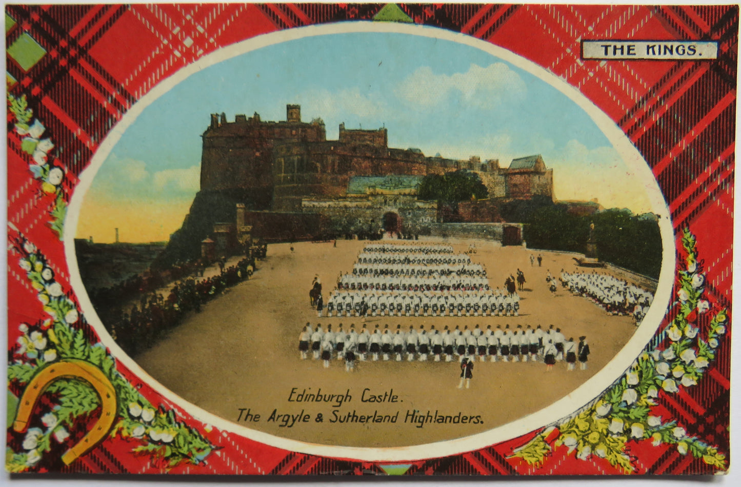 Vintage Postcard of Edinburgh Castle, The Argyle & Sutherland Highlanders, The Kings Tartan