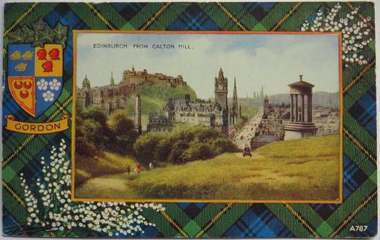 Vintage Postcard of Edinburgh from Carlton Hill, Gordon Tartan, 1957