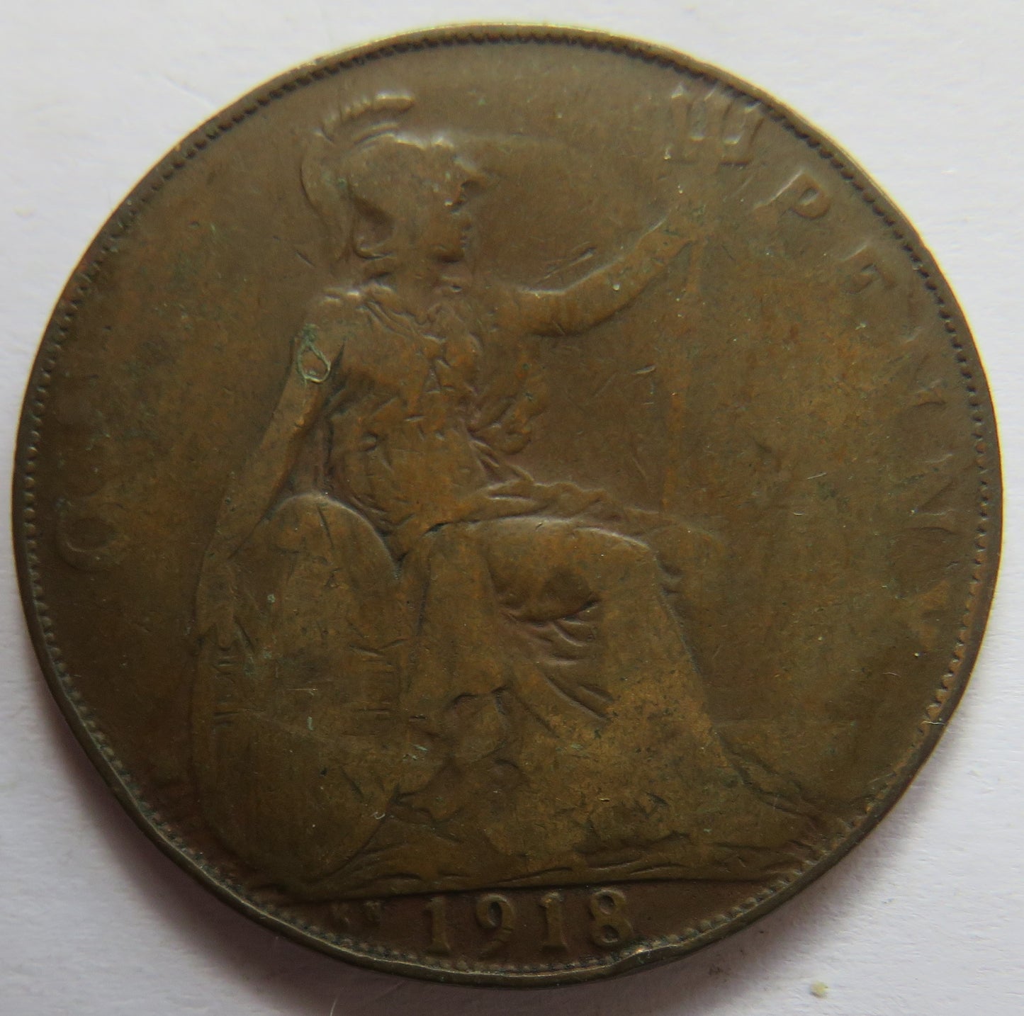 1918-KN King George V One Penny Coin - Great Britain