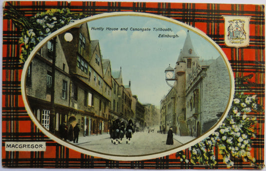 Vintage Postcard of Huntly House and Canongate Tollbooth, Edinburgh, MacGregor Tartan