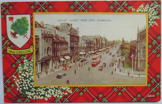 Vintage Postcard of Princes Street from West, Edinburgh