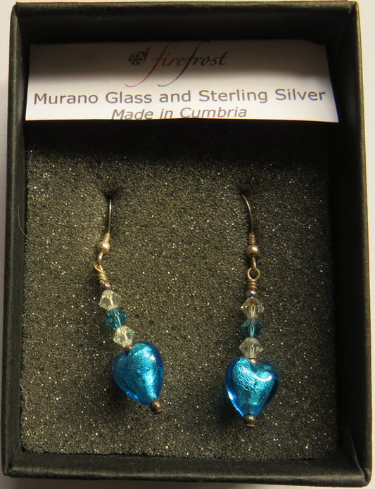 Murano Glass and Sterling Silver Ladies Earrings Made In Cumbria