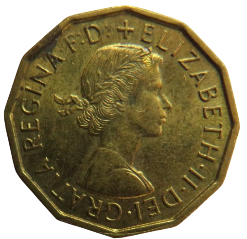 1960 Queen Elizabeth II Brass Threepence Coin In High Grade