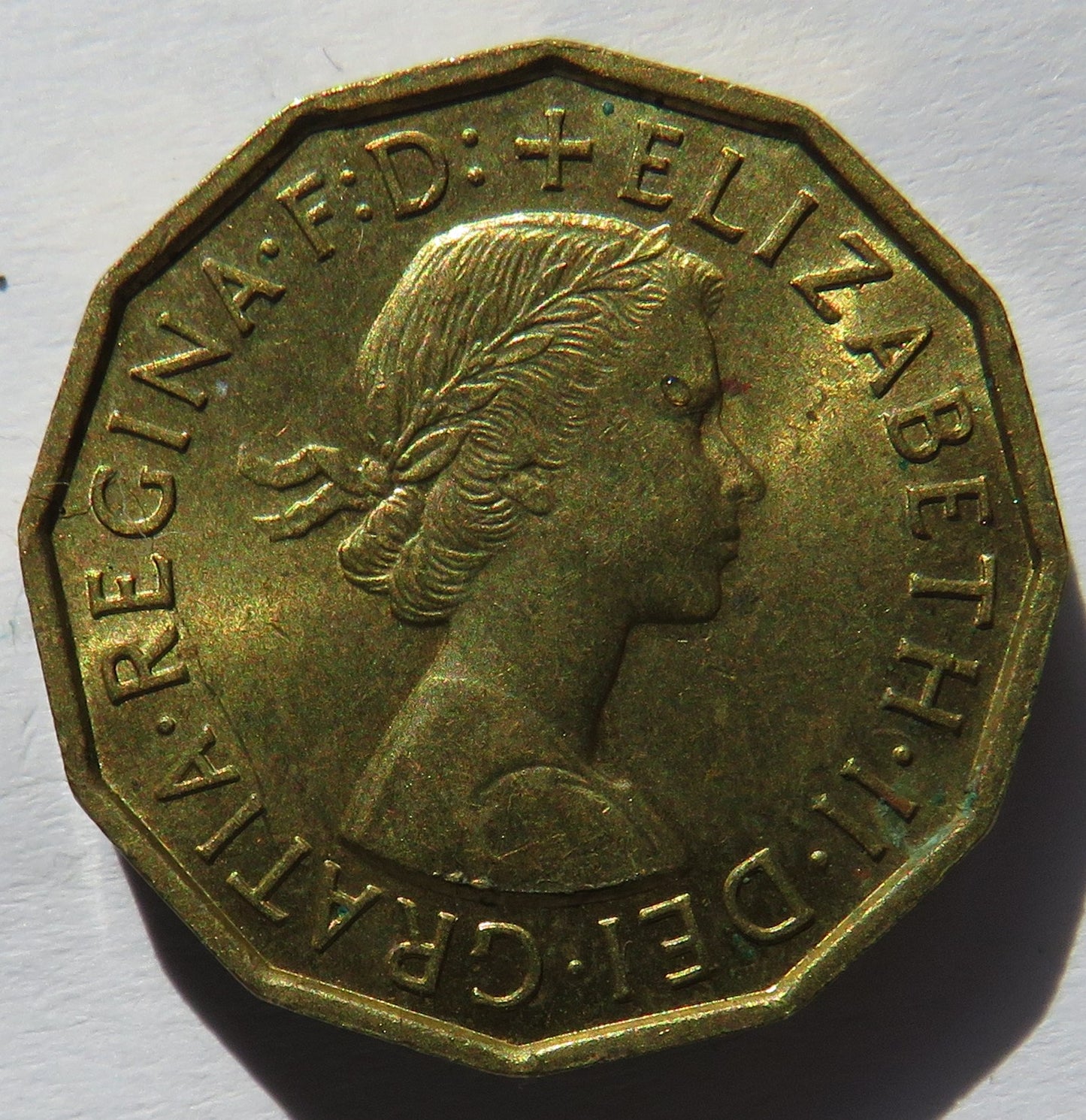 1959 Queen Elizabeth II Brass Threepence Coin In High Grade