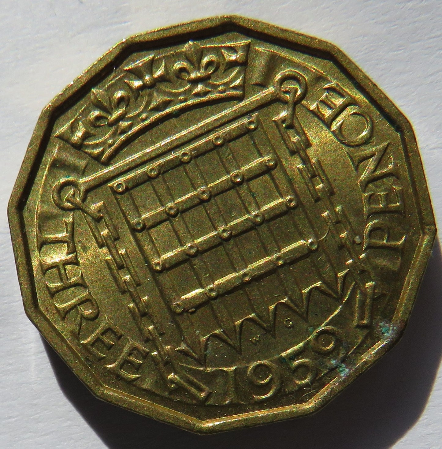 1959 Queen Elizabeth II Brass Threepence Coin In High Grade