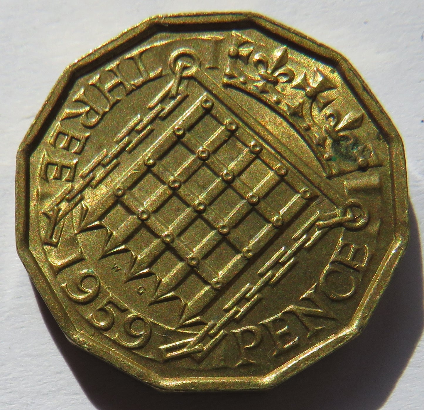1959 Queen Elizabeth II Brass Threepence Coin In High Grade