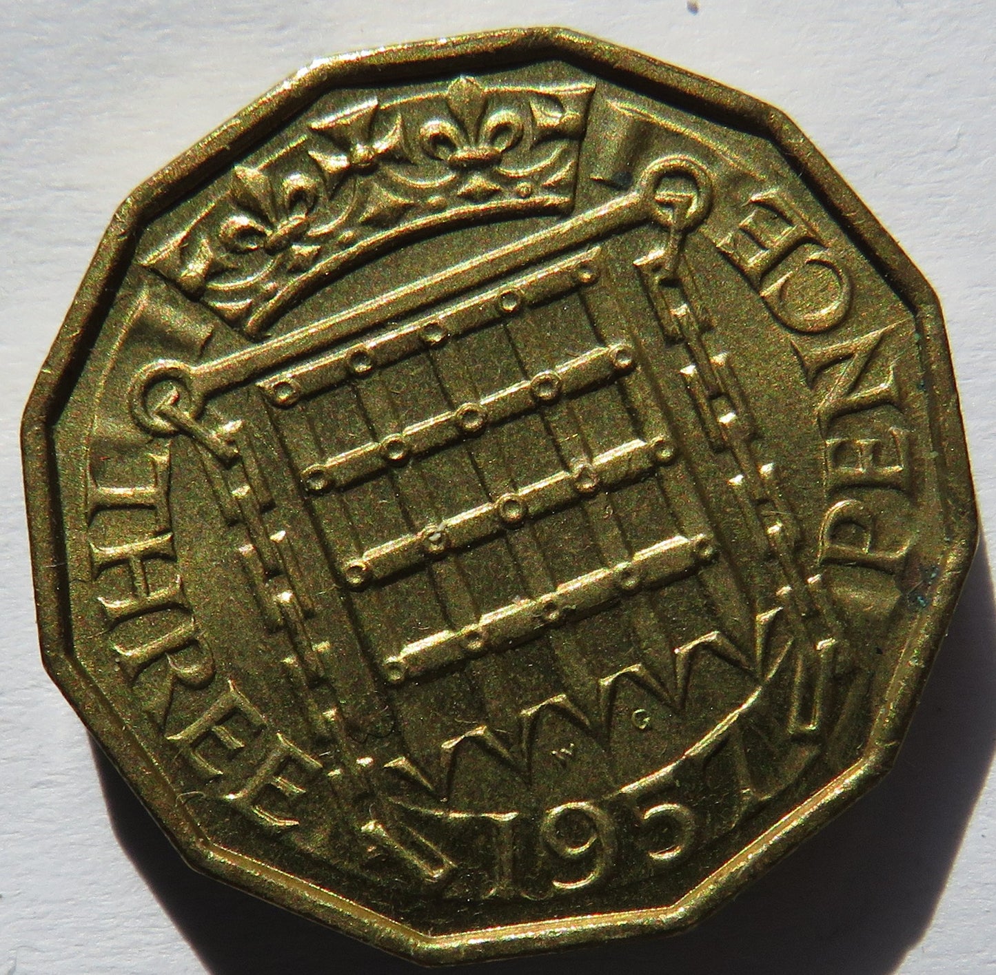 1957 Queen Elizabeth II Brass Threepence Coin In High Grade