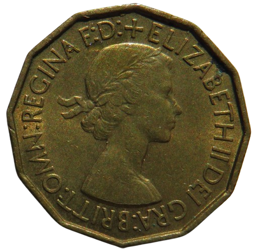 1953 Queen Elizabeth II Brass Threepence Coin In High Grade