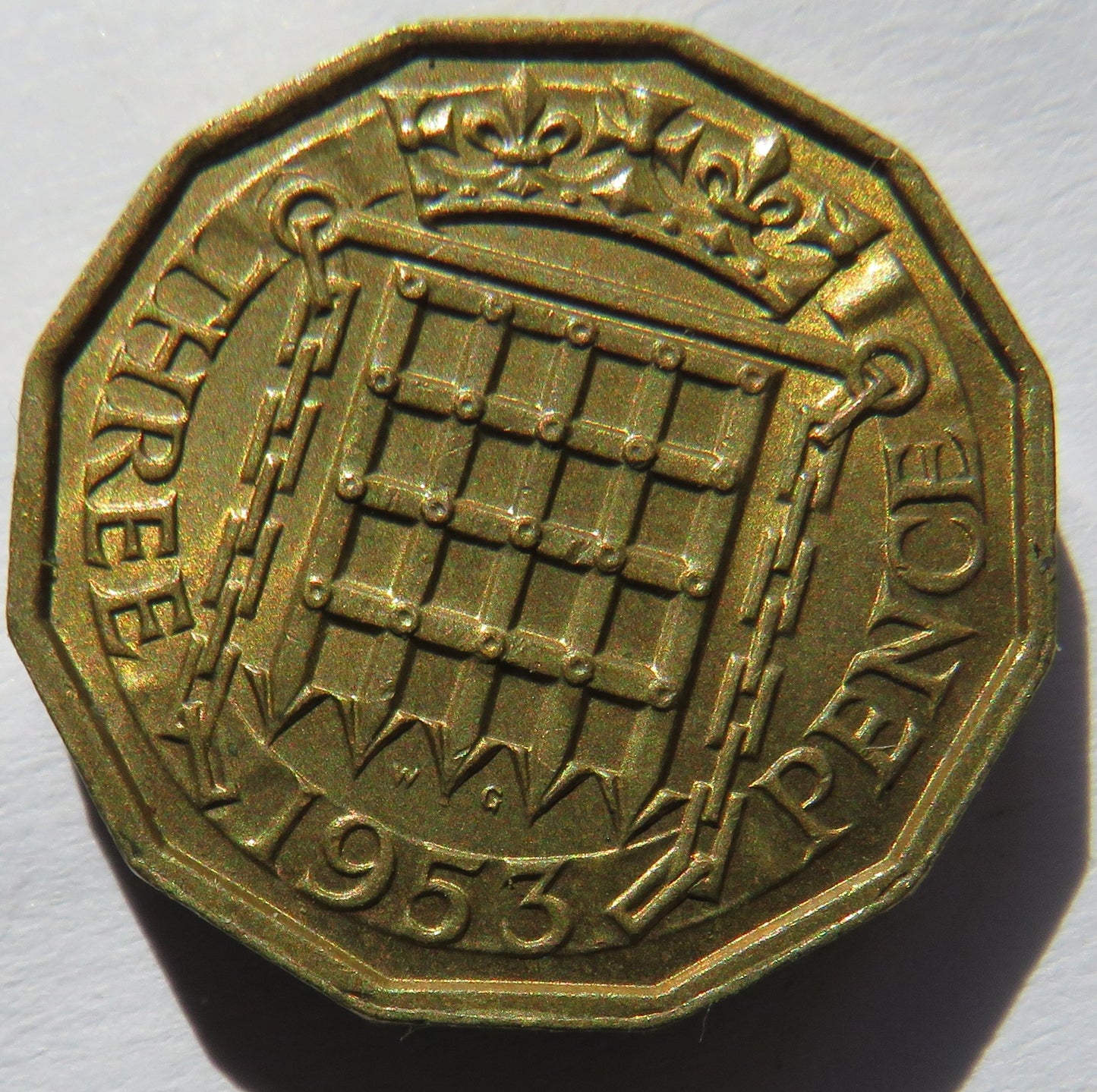 1953 Queen Elizabeth II Brass Threepence Coin In High Grade