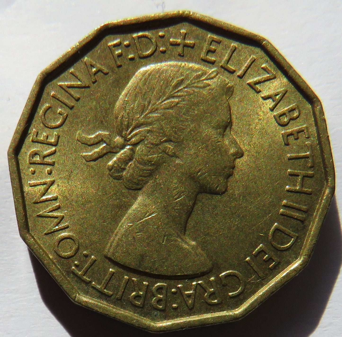 1953 Queen Elizabeth II Brass Threepence Coin In High Grade