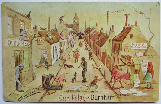 Vintage Comical Postcard "Our Village Burnham"