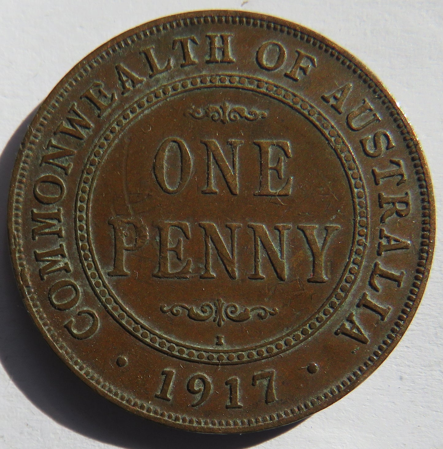 1917 King George V Australia One Penny Coin
