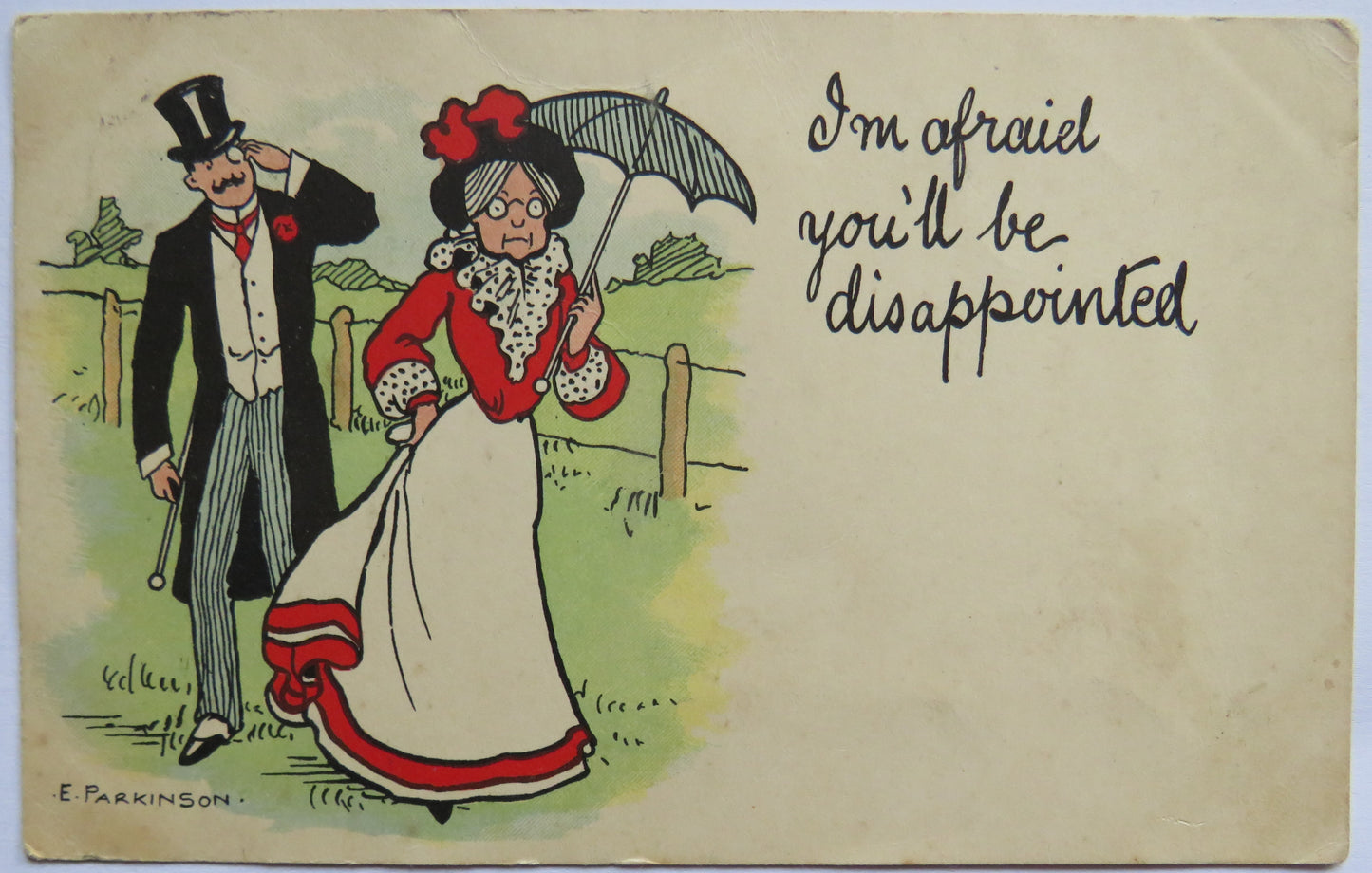 Vintage Comical Postcard "I'm Afraid You'll Be Disappointed"