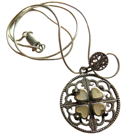 Ladies Sterling Silver Necklace & Pendant Symmetrical Hearts Pendant Fully Hallmarked