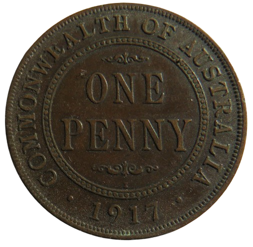 1917 King George V Australia One Penny Coin