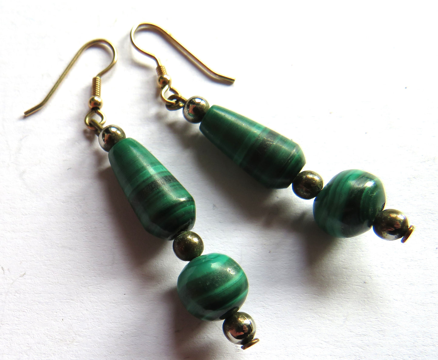 Vintage Pair of Ladies Malachite Drop Earrings