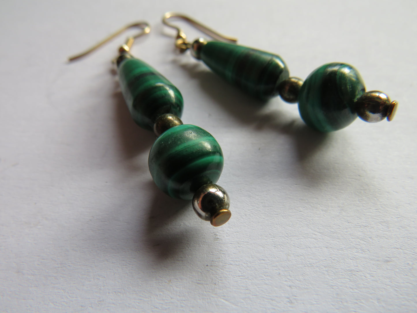 Vintage Pair of Ladies Malachite Drop Earrings