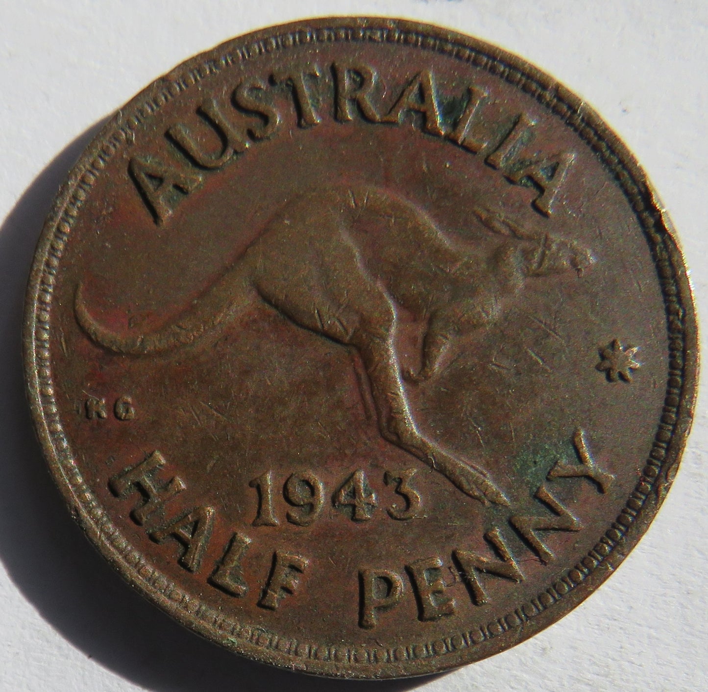 1943 King George VI Australia Halfpenny Coin
