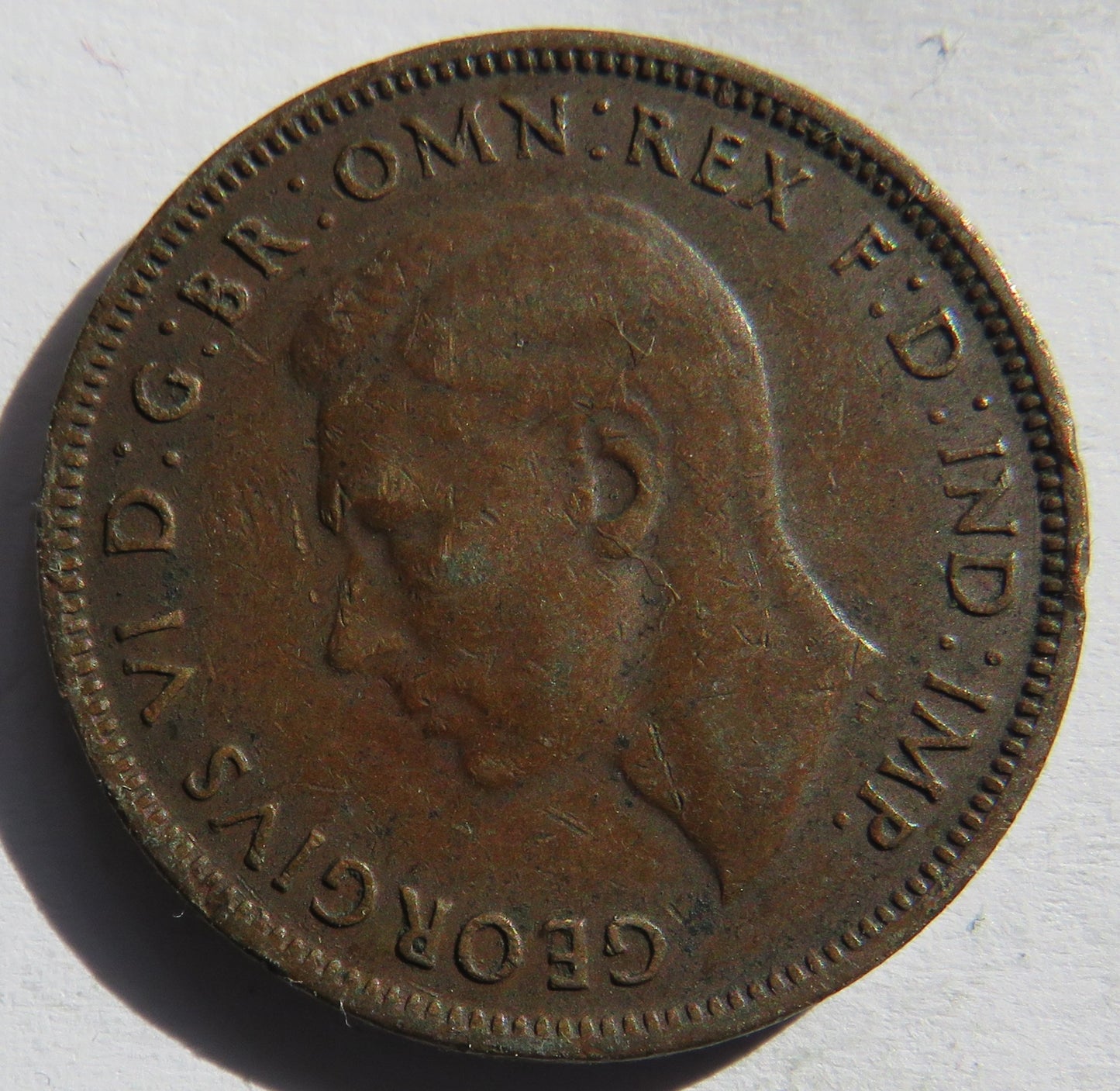 1943 King George VI Australia Halfpenny Coin