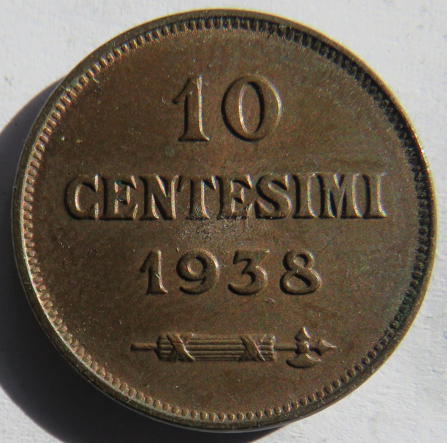 1938 San Marino 10 Centesimi Coin In Higher Grade