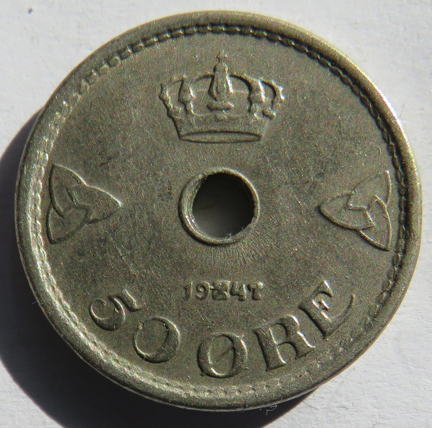 1947 Norway 50 Ore Coin