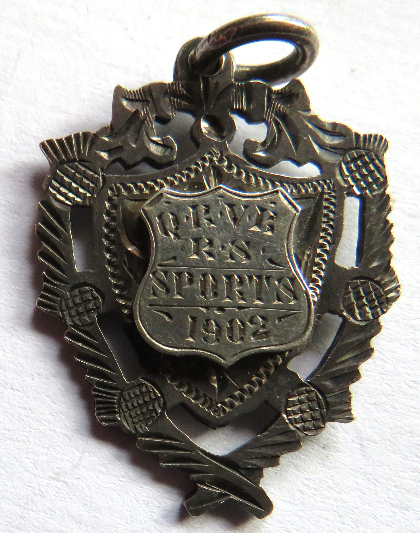 Q.R.V.B R.S Sports 1902 Sterling Silver Antique Fob Medal