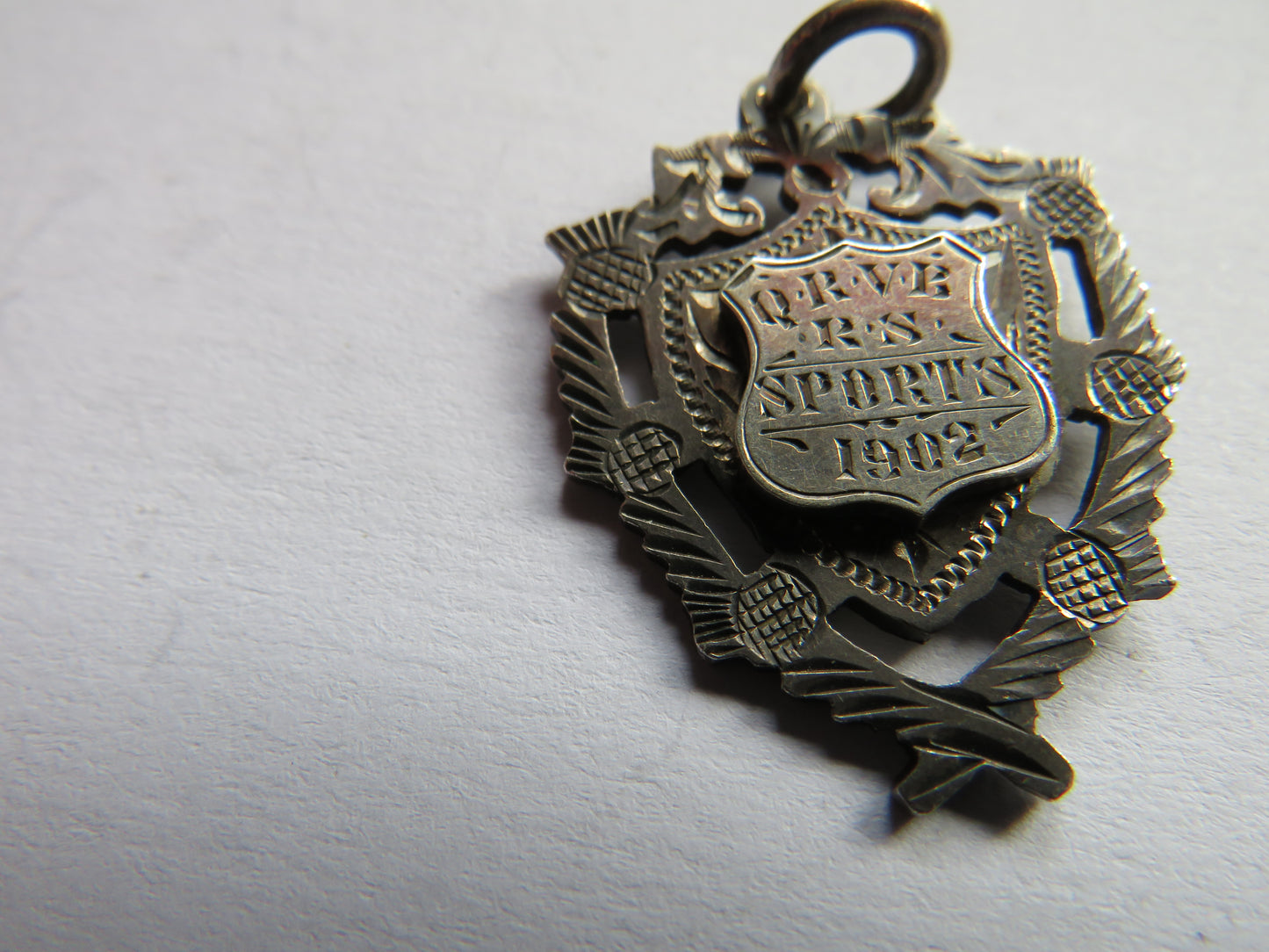 Q.R.V.B R.S Sports 1902 Sterling Silver Antique Fob Medal