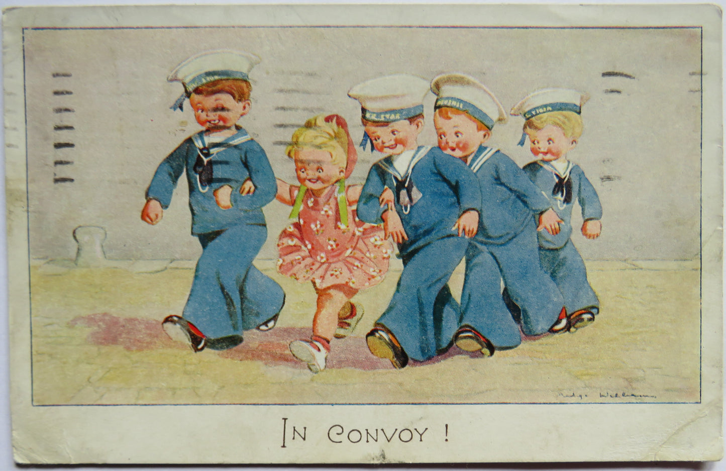 Vintage Comical Postcard "In Convoy" 1943