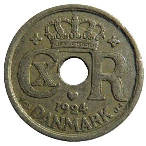 1924 Denmark 25 Ore Coin