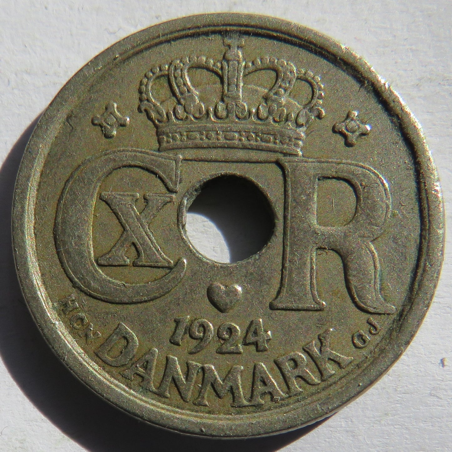 1924 Denmark 25 Ore Coin