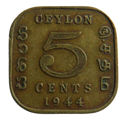 1944 King George VI Ceylon 5 Cents Coin